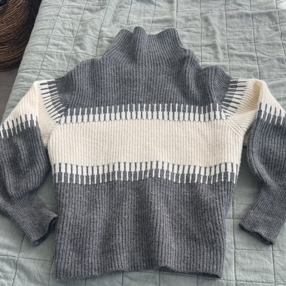 Cozy Gray and Cream Women's Sweater